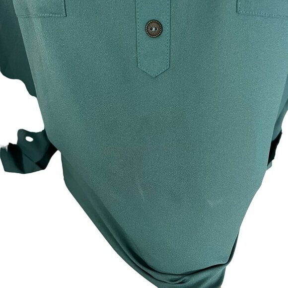 Mine blouse women's M green lightweight flowy long adjustable sleeves - Picture 9 of 9